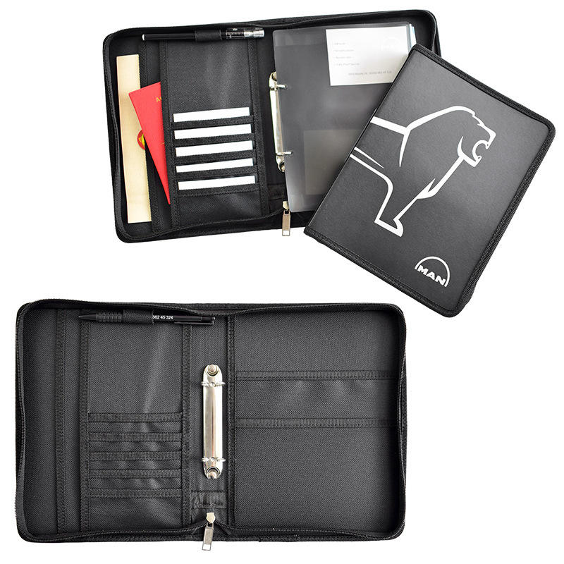 Customized size office supplies A4 zipper business leather portfolio conference