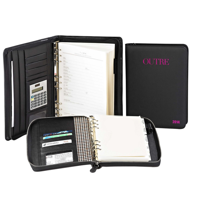 High quality business office supplies leather portfolio conference signature PU file organizer folder Customized LOGO