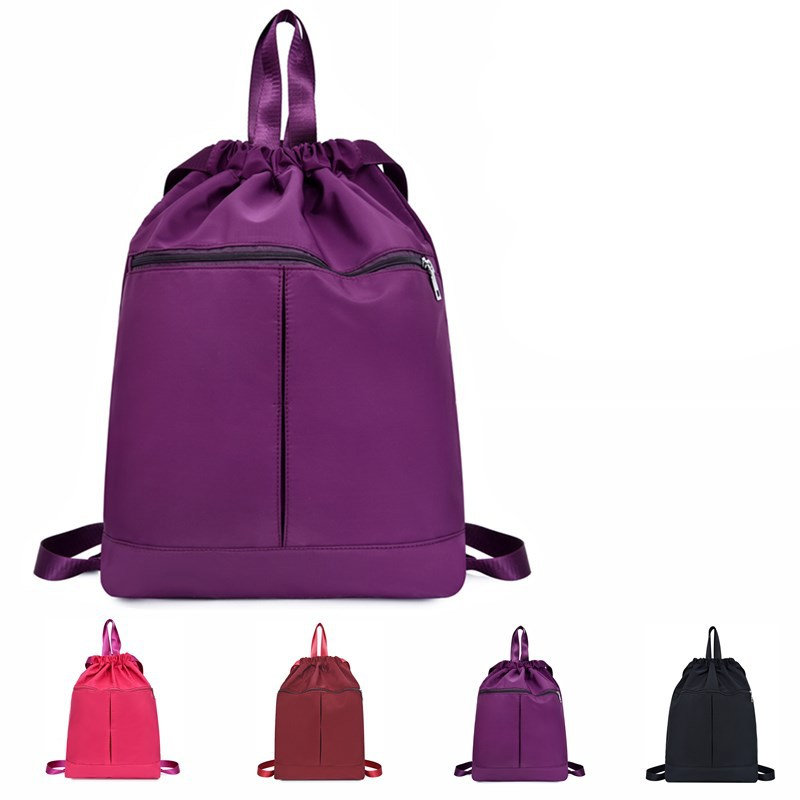 Large capacity portable polyester drawstring bag backpack
