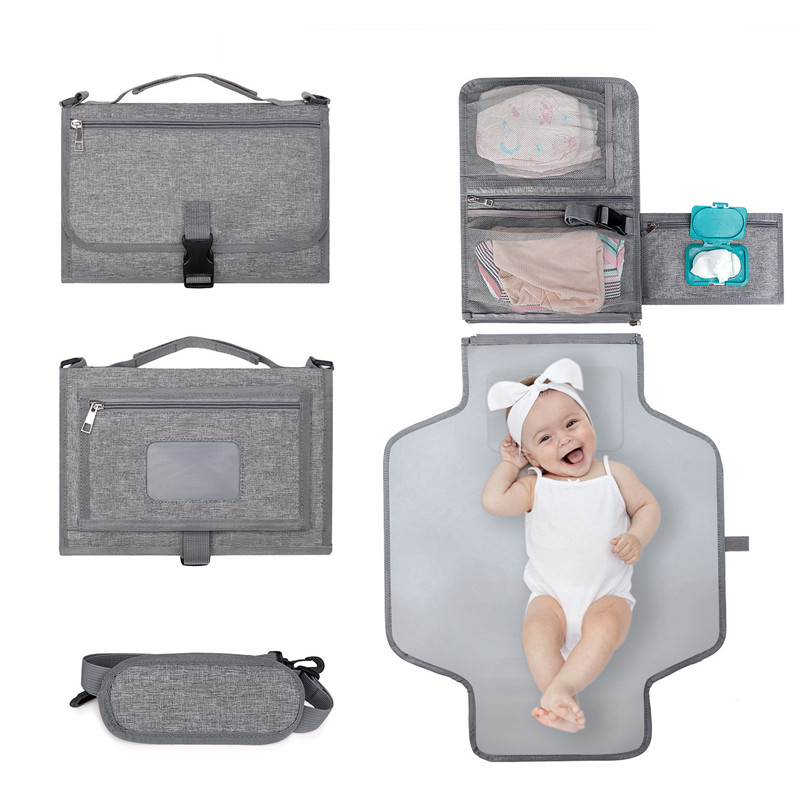 Portable baby pad for outdoor travel folding diaper bag baby bed bag