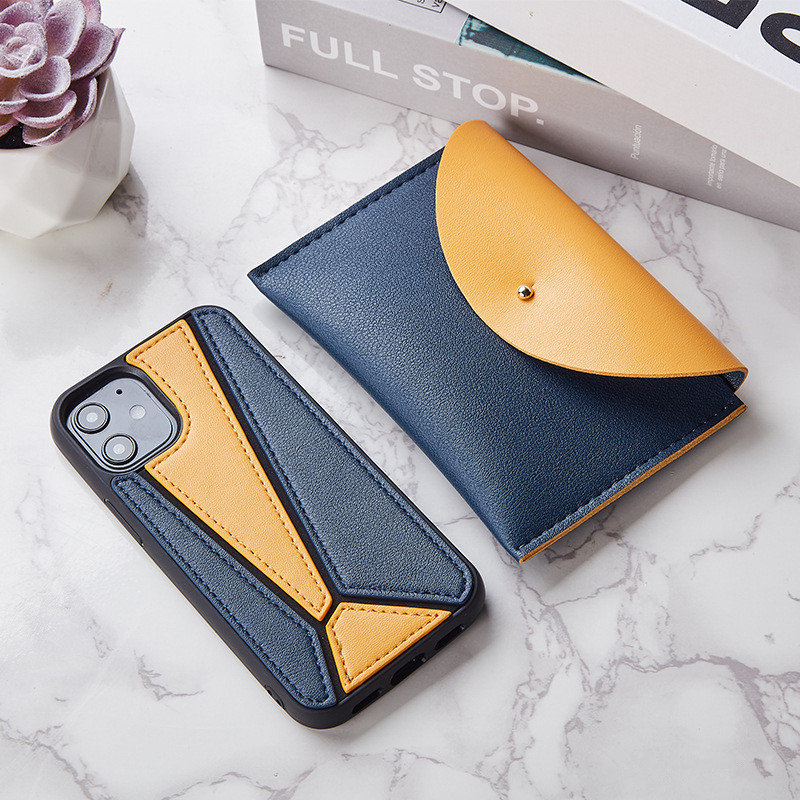 Creative geometric stitching leather mobile phone case applicable apple
