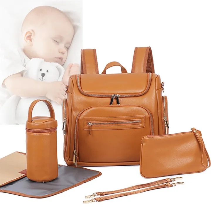 leather diaper backpack and high quality travel baby diaper bag backpack