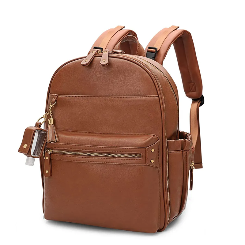 2023 brown leather diaper backpack baby diaper bag backpack