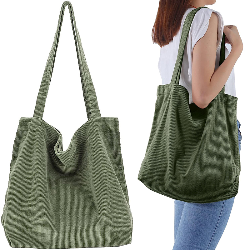 Customized Corduroy Tote Bag Large Purse for Women Girl Canvas Shoulder Cute Handbags