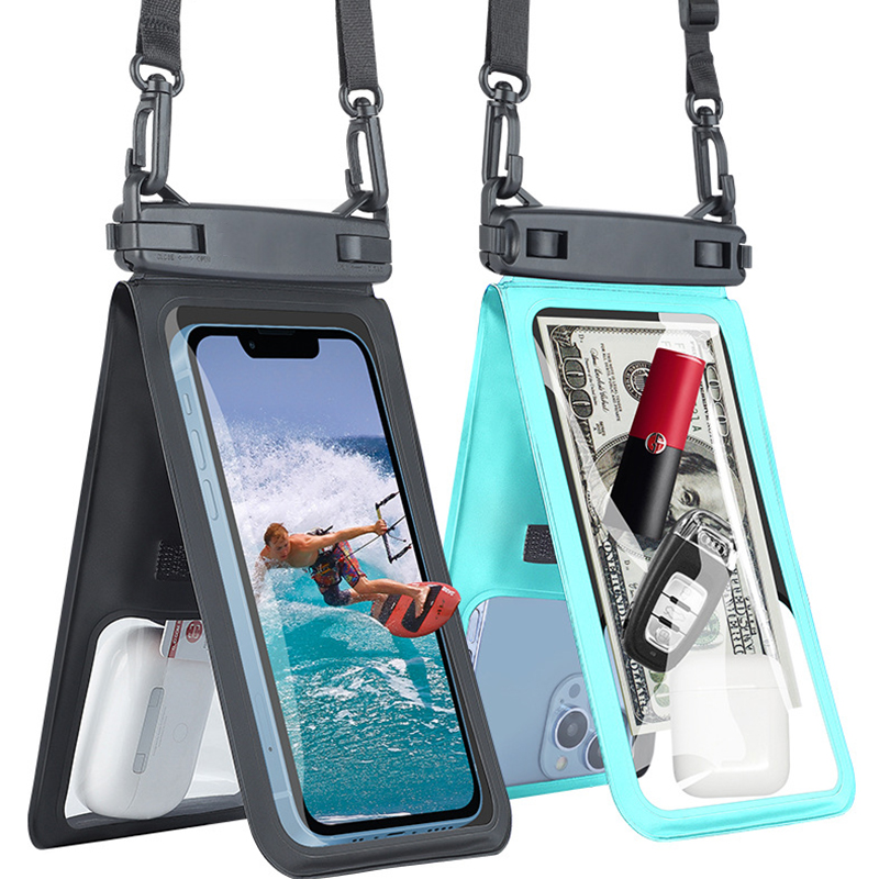 6.7in Double Space Cell Phone Clear Waterproof PVC Pouch Case Bag Holder for iPhone Key Card Small Things