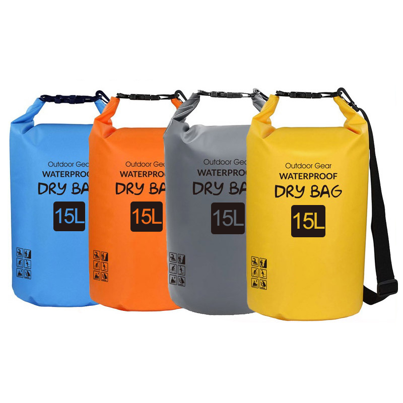 15L PVC folding waterproof hiking beach bag buckets