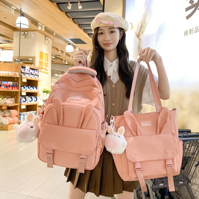 New Cute Ears Junior School Girls Students Backpack+Shoulder Bag