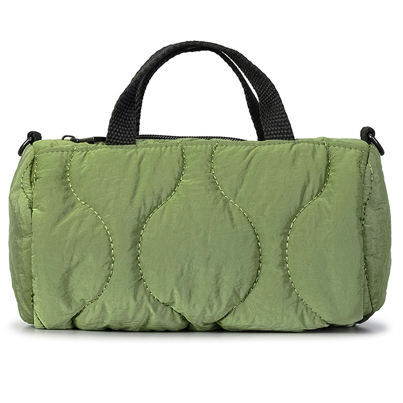 Women's simple puffer cotton shoulder tote bags stitching down handbag