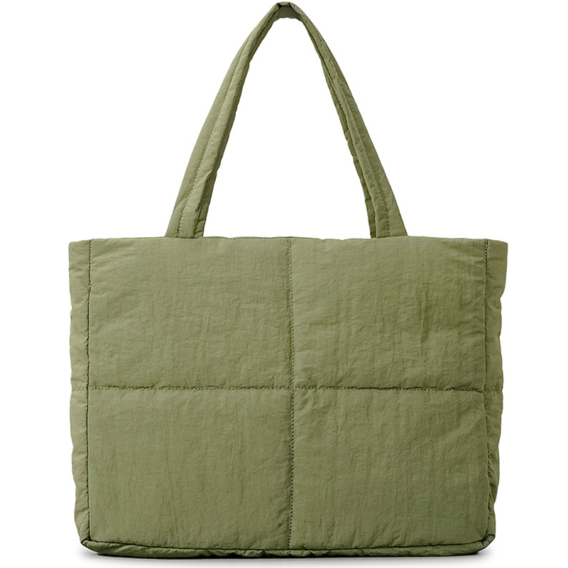 Large-capacity nylon filled cotton women's tote bags puffer soft plaid handbag