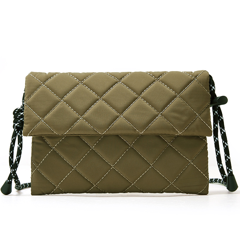 Winter women's quilted puffy down padding cotton shoulder bag