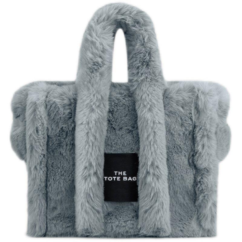 Furry large capacity downy ladies' totes fleecy shoulder handbag