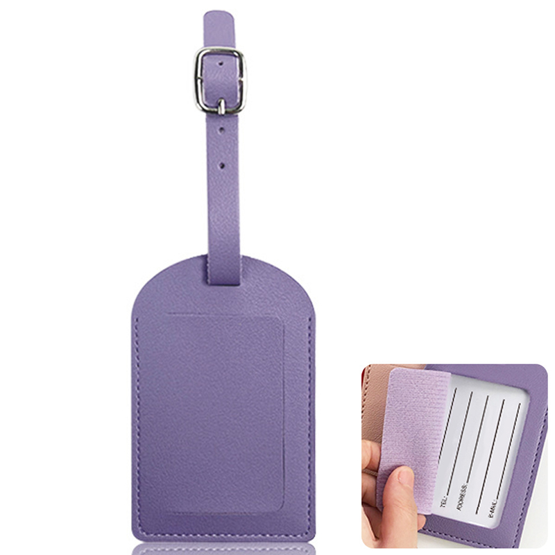 Travel pu leather luggage tag sets with side open cover