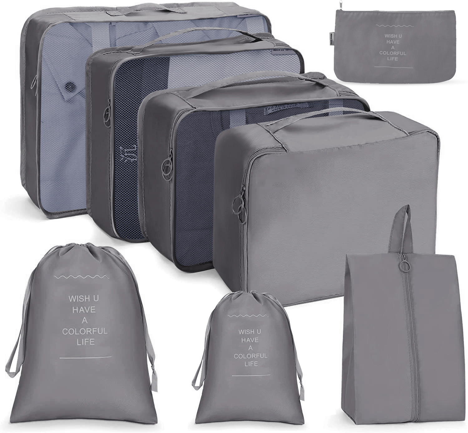 8pcs suitcase storage bags sets foldable clothing drawstring bag